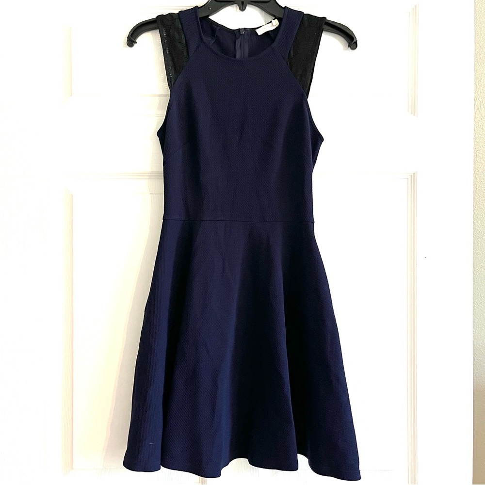 Lush Midnight Blue Dress with Black Lace